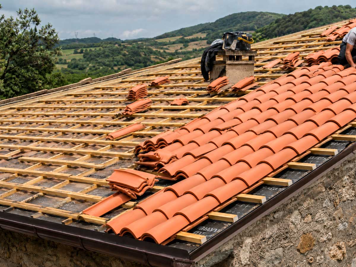 tejado navarra con teja-ceramica curvada